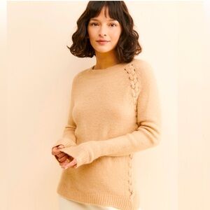 Anthropologie Vigoss Braided Knit Pullover Color Taupe size M
